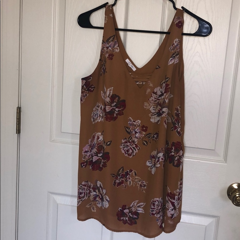 Floral V Neck Top Size L